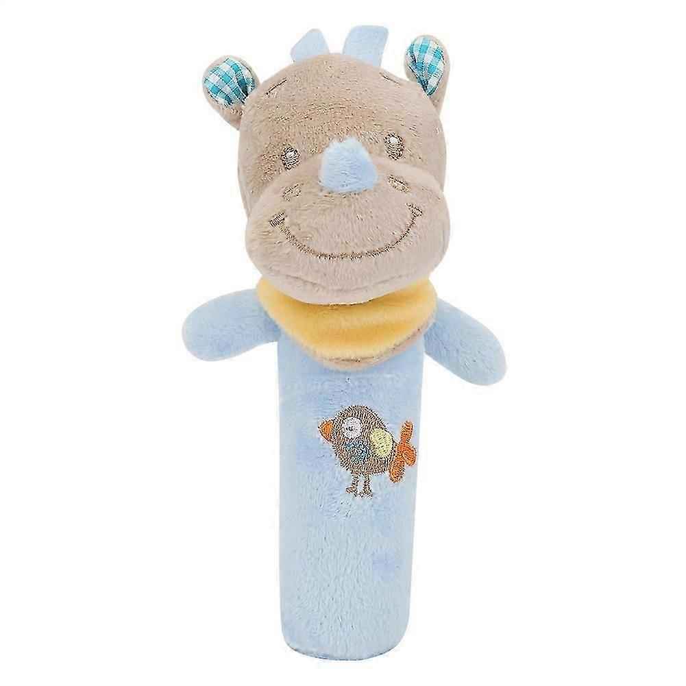 Cartoon Rhino Plush Rattle Toy for Newborns - Soft Crib Doll with Gentle Sound