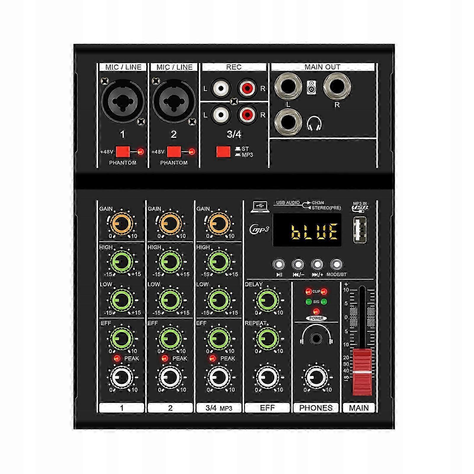 Studio Audio Mixer 4 Channel Rca Professional Sound Board Sound Black 2025