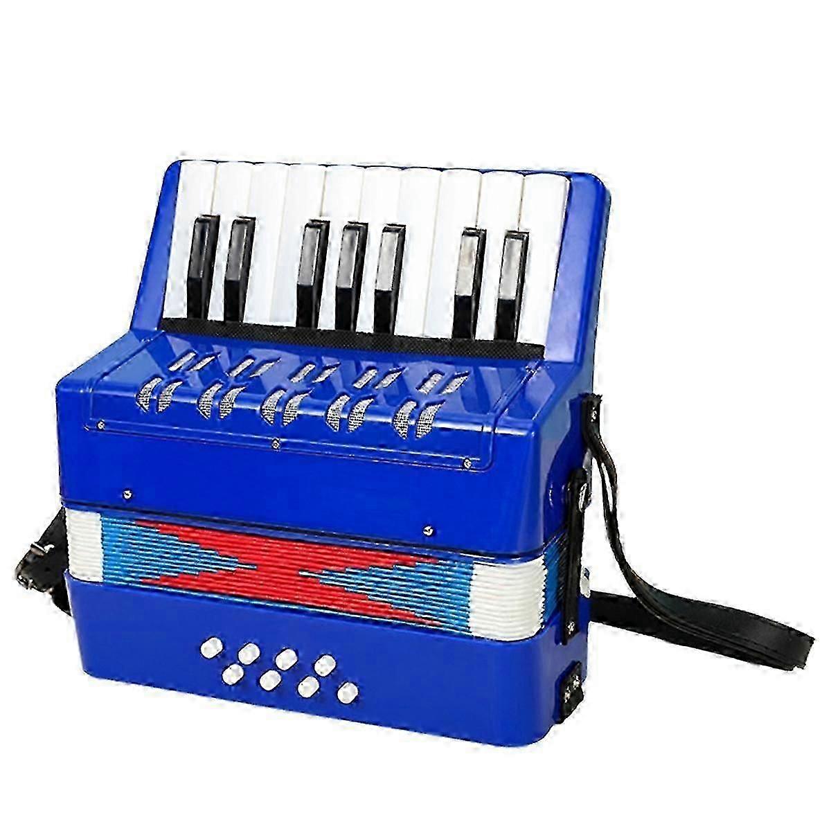 Blue 17 Keys 8 Bass Accordion Children'S Educational Musical Instrument for Students Beginners jn