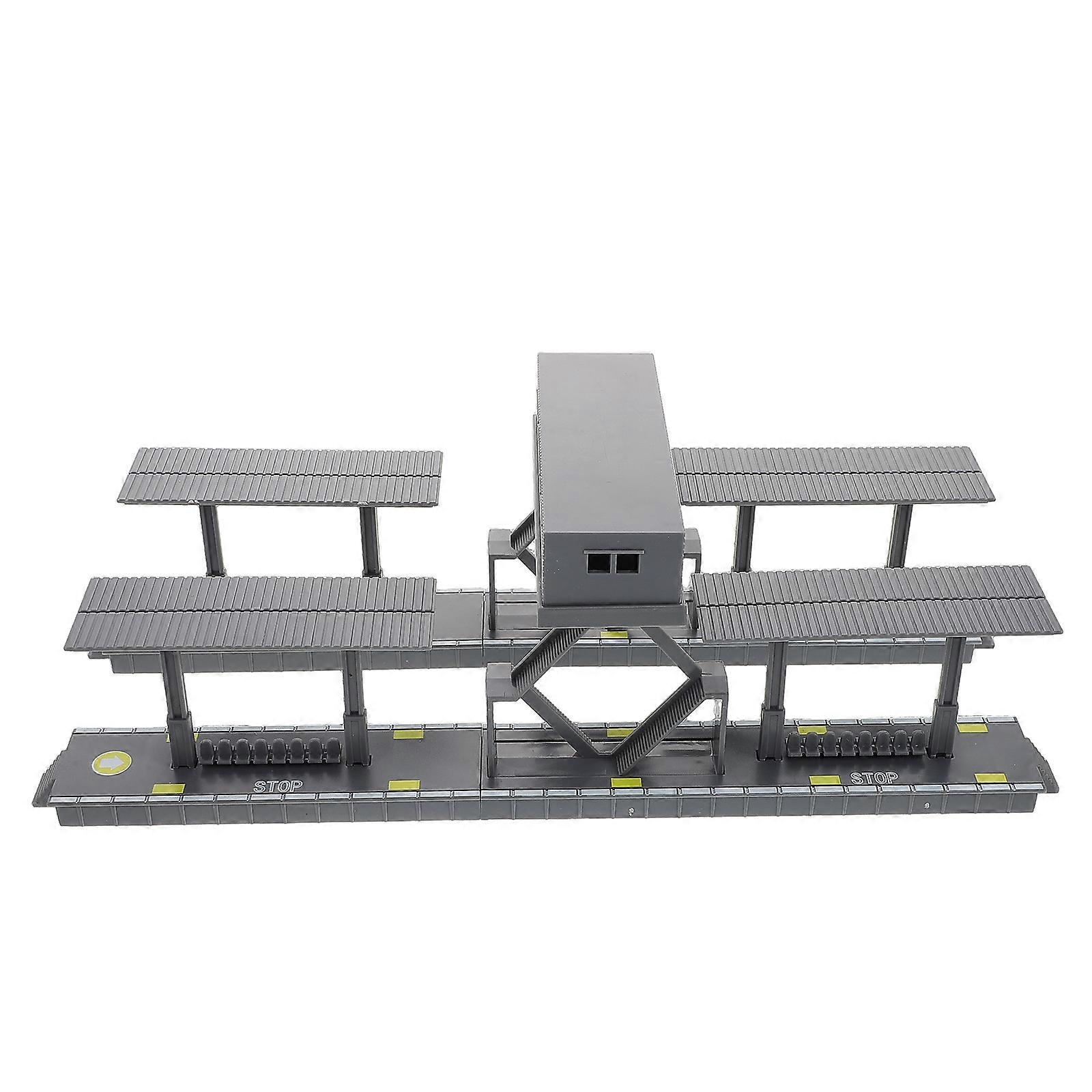 Grey Plastic Train Platform Assembly Kit for Kids DIY Railway Diorama 1Set