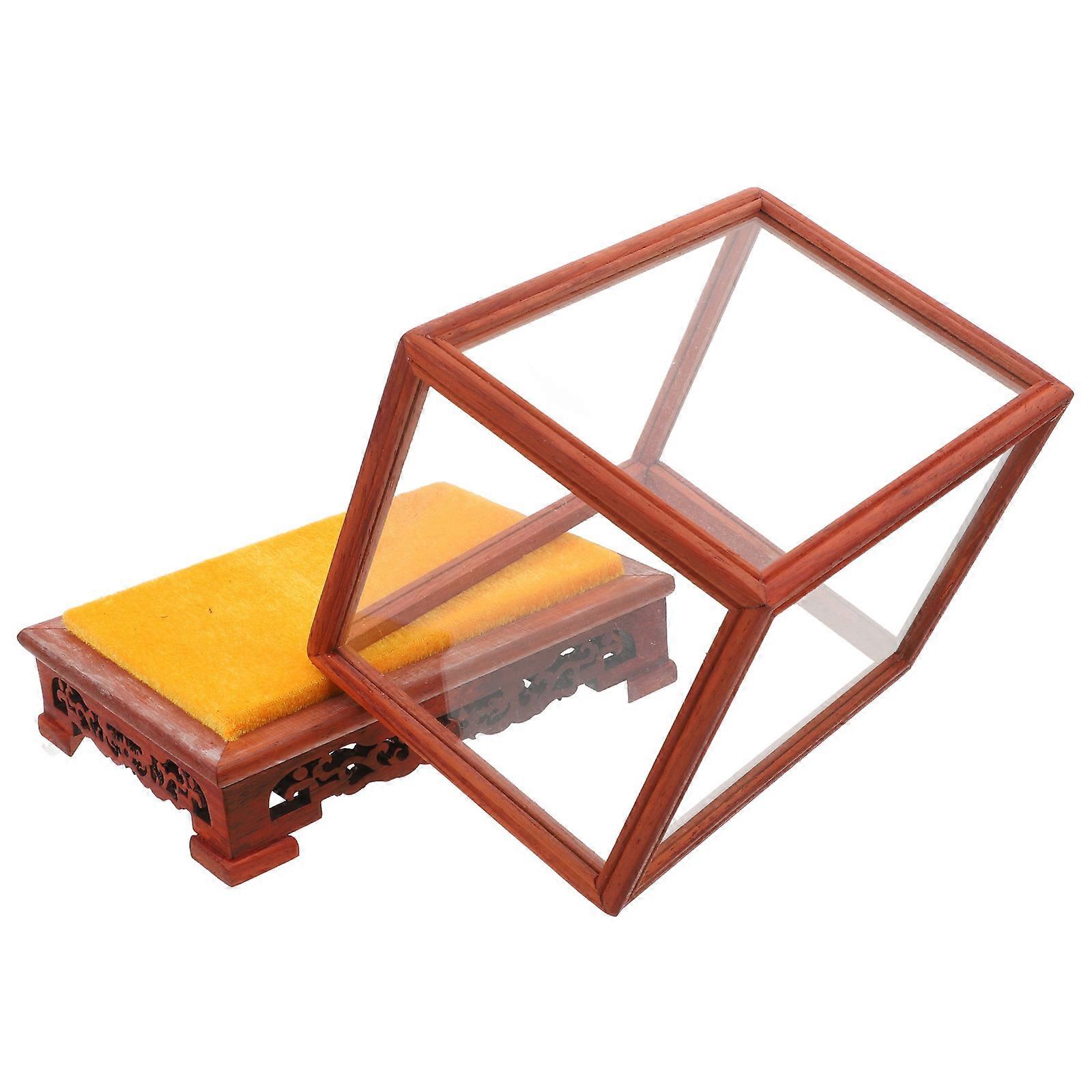 Buddha Model Display Box for Decor Chinese-Style Transparent Antique Display Stand