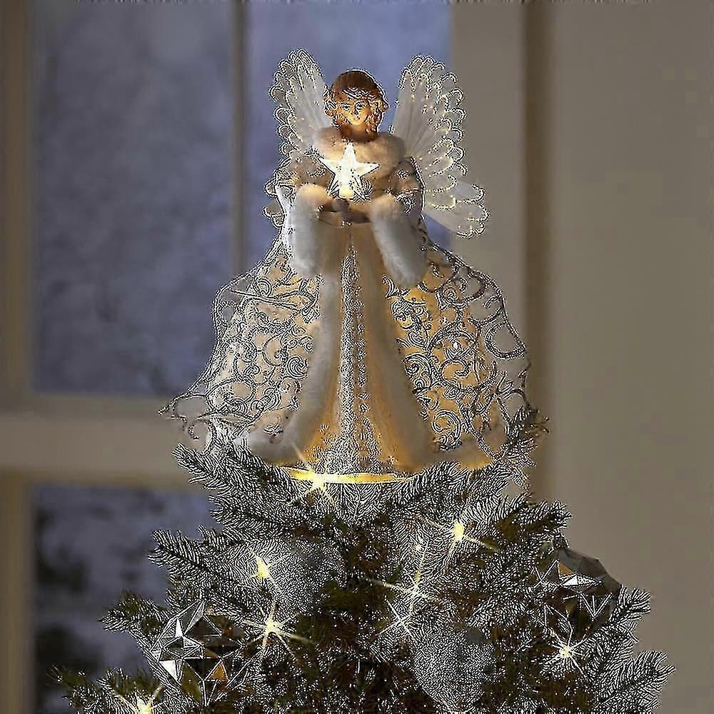 Christmas Tree Topper Usb Led Light Angel Fairy Xmas Decoration Ornament Tw
