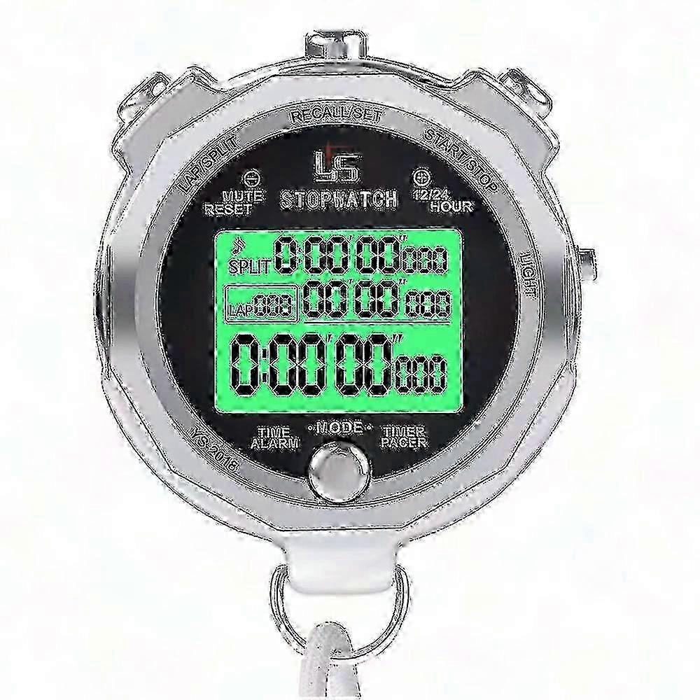 Backlit Digital Stopwatch with Multi-Lap Memory and Metal Casing - 1751 Model