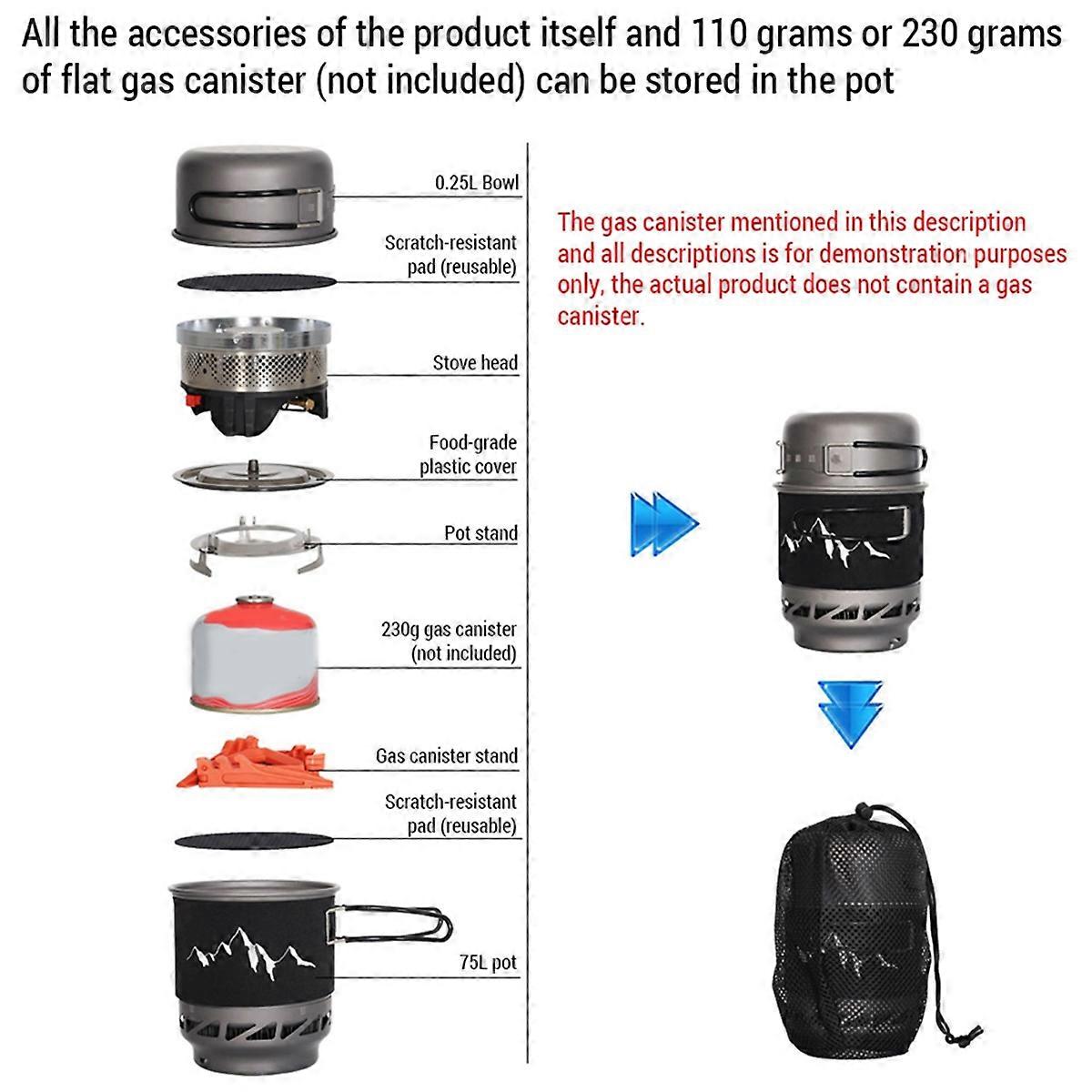 Camping Cookware Set with Stove Light Weight Camping Pot Kit