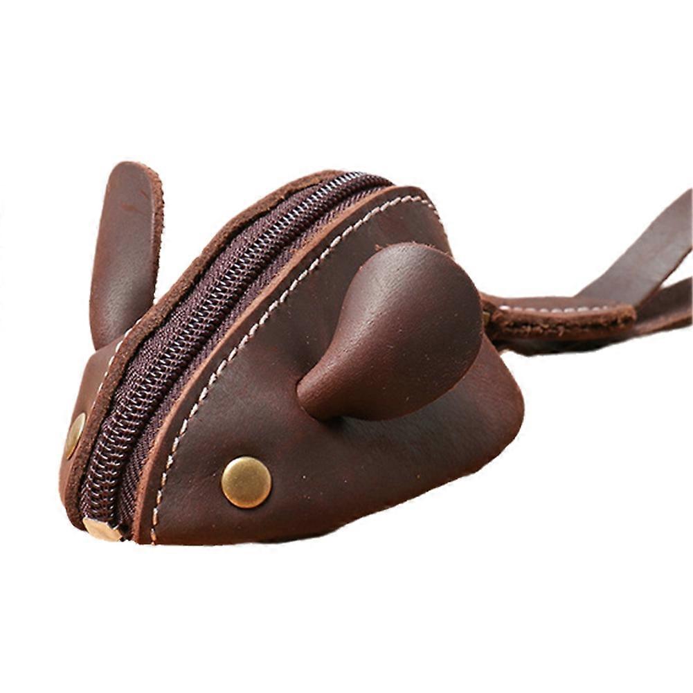 Mini Coin Purse Small Wallet Cute Mouse Storage Bag Dark Brown