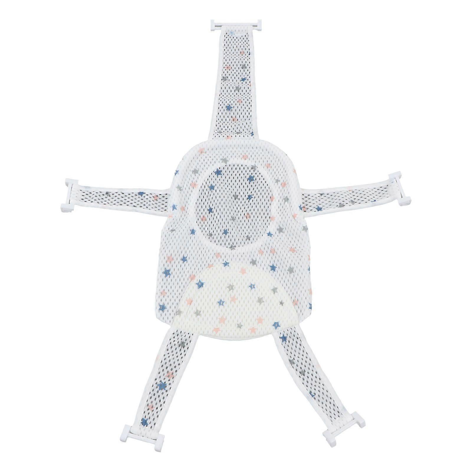 Five Corner Bath Seat Support Net Skid Proof Adjustable Universal Breathable Mesh Soft Headrest Baby Bath Net for Infant Star