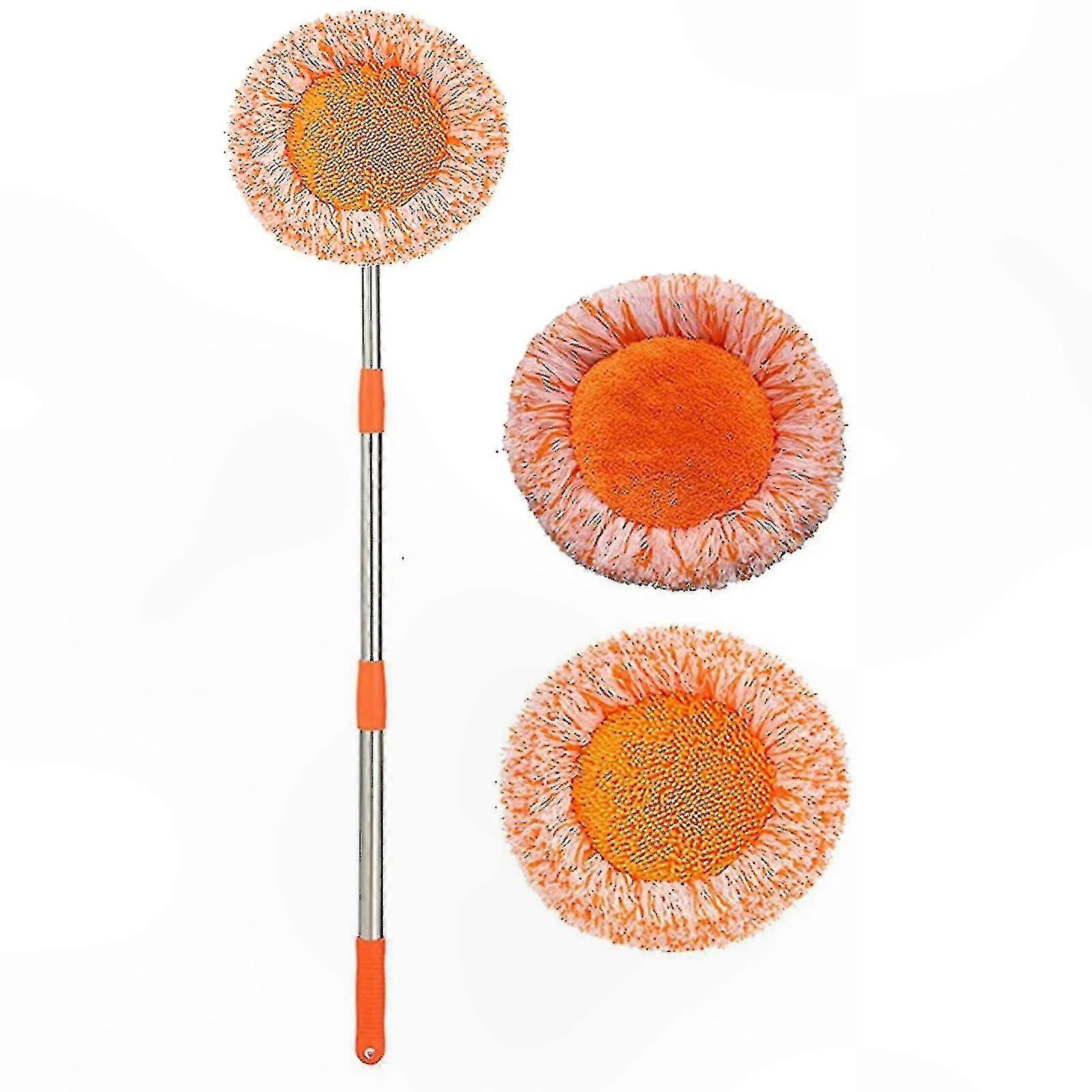 360° Rotatable Adjustable Cleaning Mop, Extendable Wall Mop with 2 Microfiber Replacement Heads