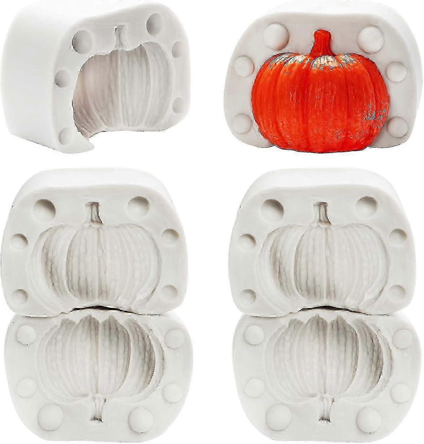 3 Pairs of 3D Pumpkin Silicone Molds for Halloween Candy, Baking, and Soap Making, Grey Colour