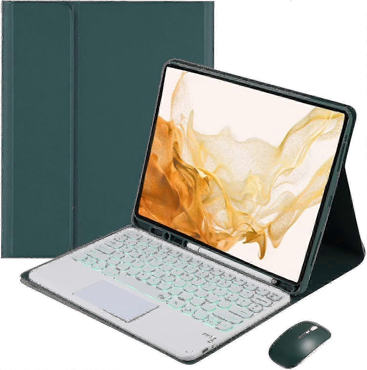 10.5 Inch Tablet Keyboard Case with Detachable Wireless Trackpad, 7 Color Backlit, Slim Lightweight Design for 2022 Models