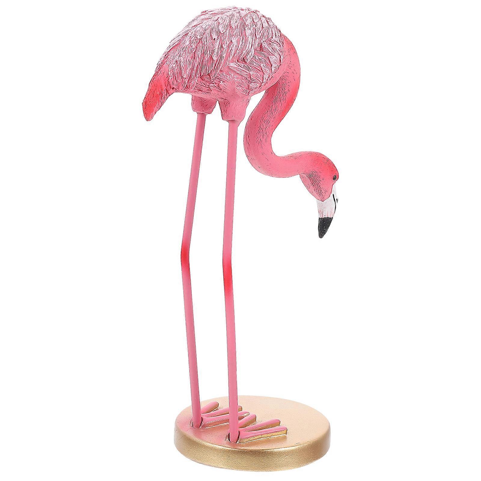 Resin Flamingo Figurine for Decor 3Pcs Pink Desktop Bird Statue Decoration