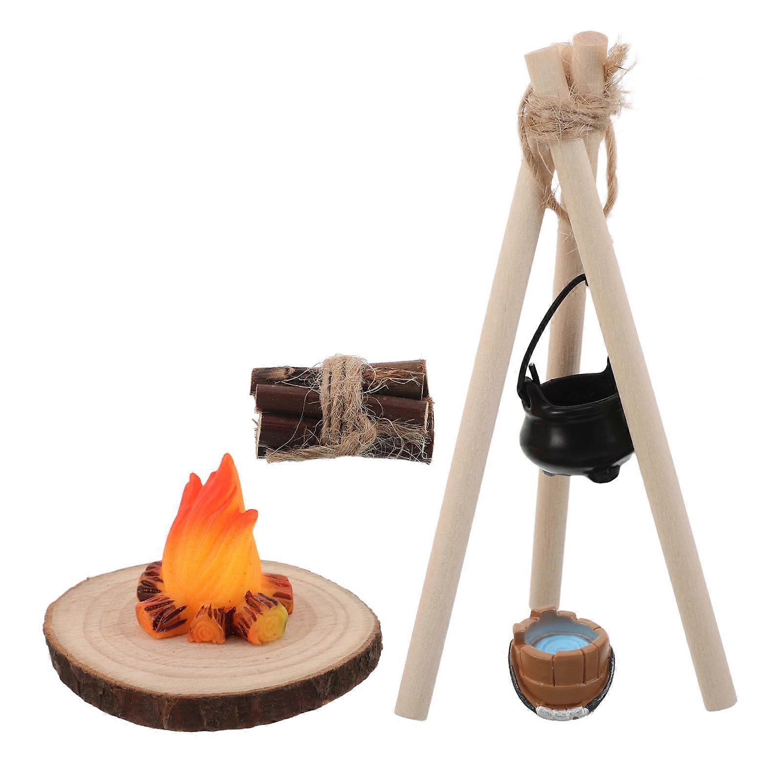 Mini Bonfire Pit Realistic Fire Model for Decoration 3Sets