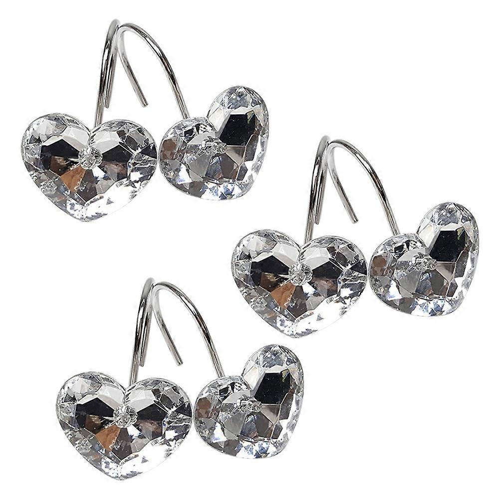 Rust Resistant Decorative Curtain Hooks 24 Pcs Gorgeous Heart Shape Shower Hooks For Bathroom Curtain Use
