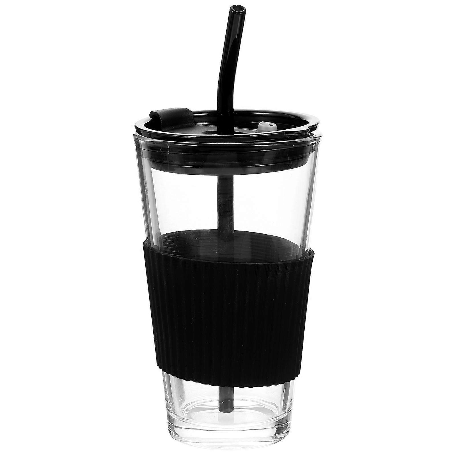 3Set Glass Cup With Lid And Straw For Office Use 15X9X9CM Minimalist Cold Drink