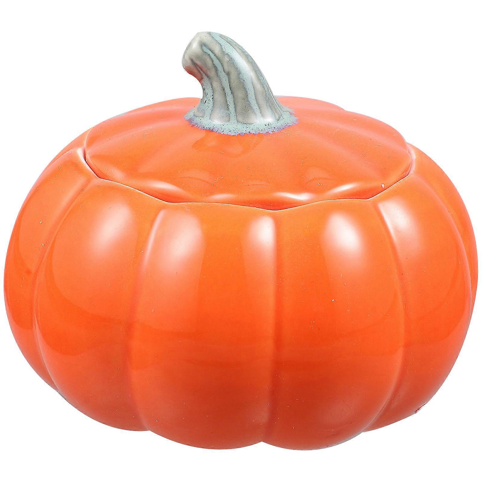 Pumpkin Shape Ceramic Sugar Container for Candy Storage 3Pcs Orange Set