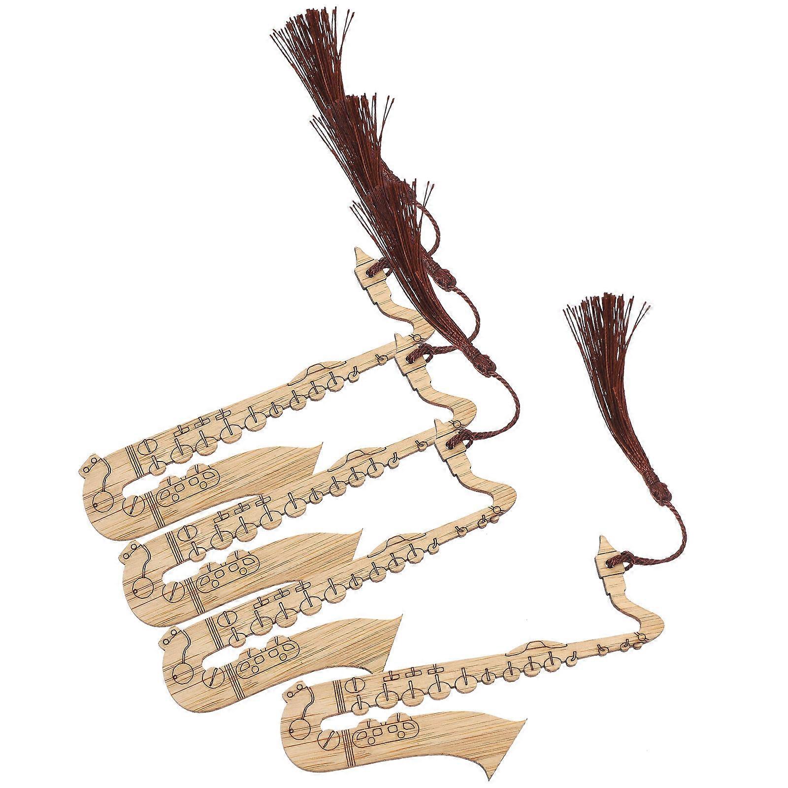 Bamboo Saxophone Bookmarks Decorative Book Page Markers 4Pcs Included