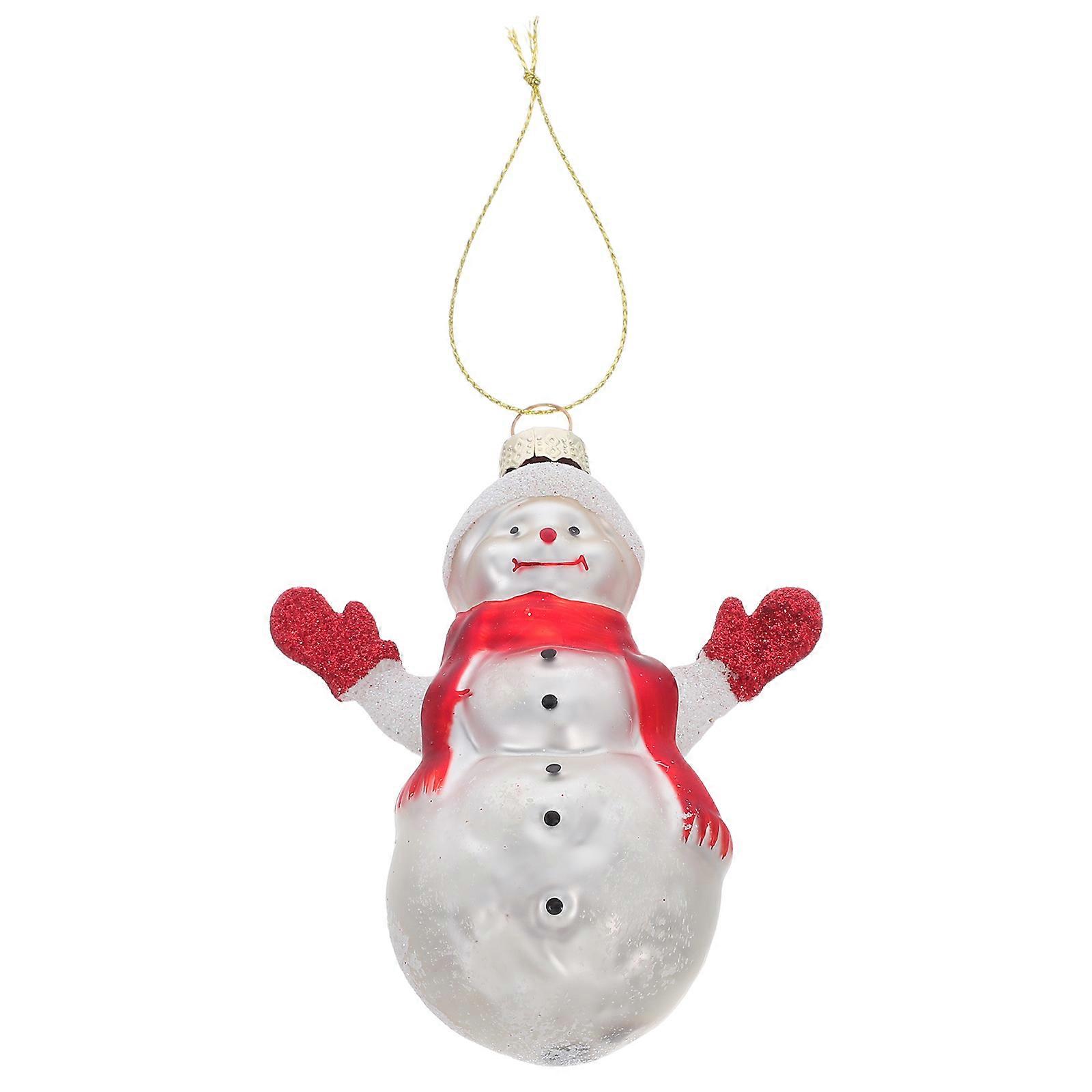 Snowman Ornaments for Tree Glass Snowman Figurines Hanging 5Pcs Set