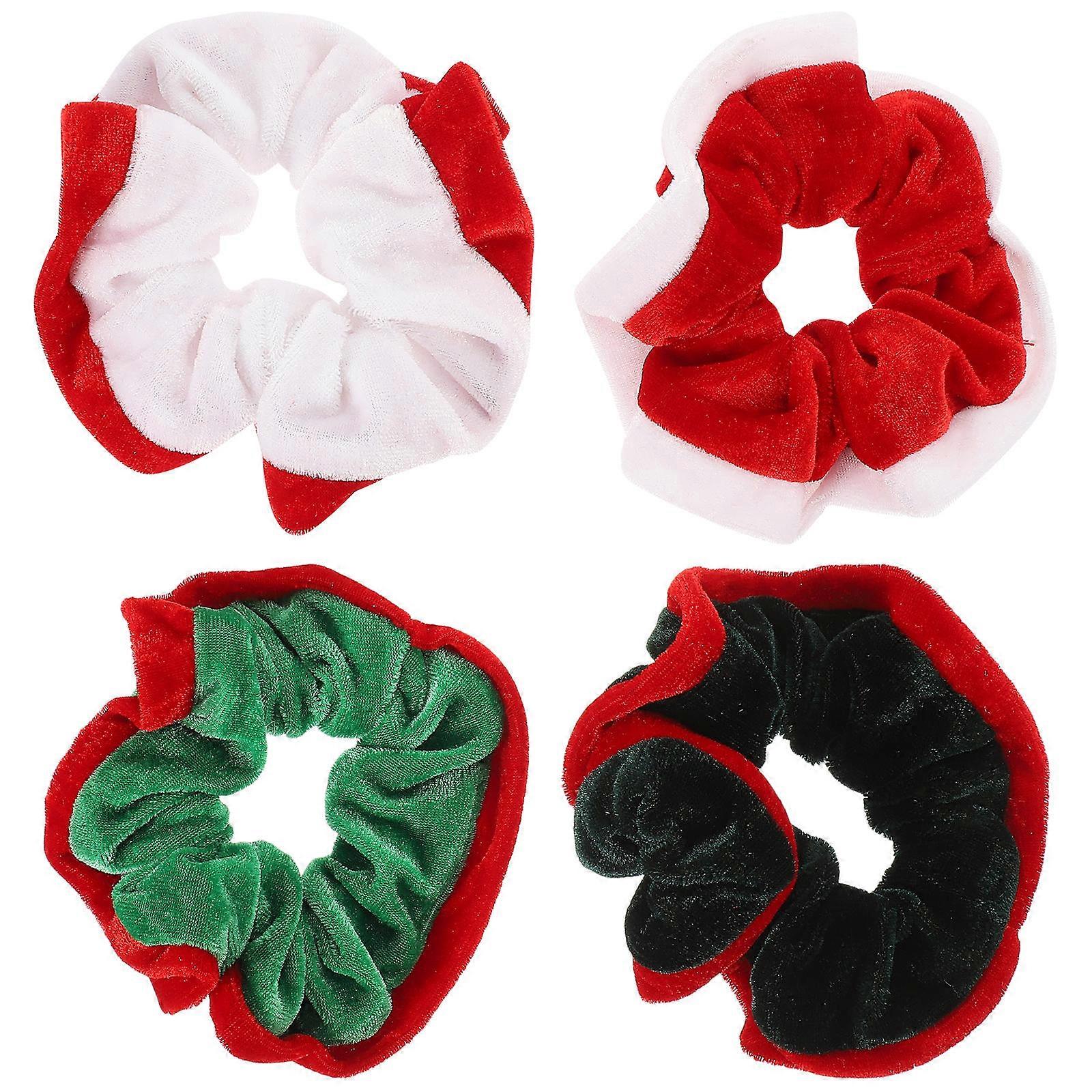 Elástico de cabelo, anel de cabelo de Natal para decoração, 4 peças, cores sortidas