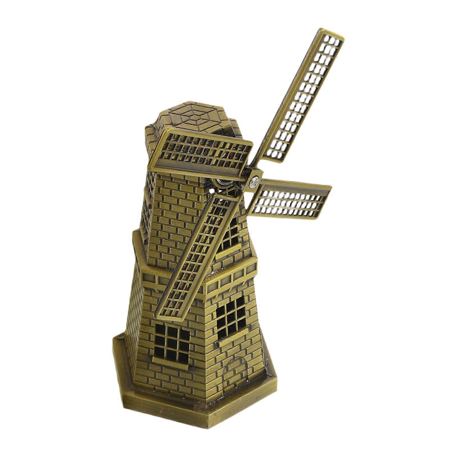 Retro Windmill Ornaments Alloy Windmill Statue for Home Decoration 3Pcs