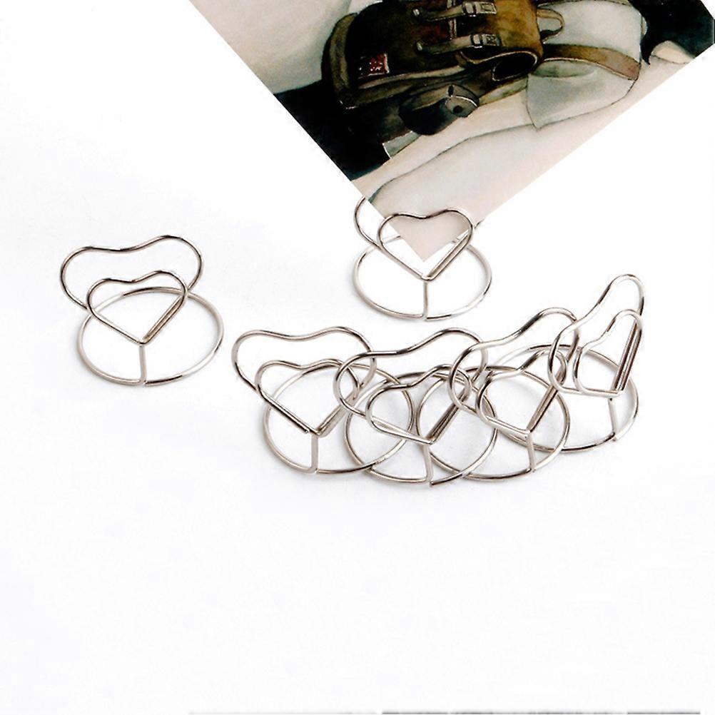 Wire Holders Heart Shape Table Number Holder for Decoration 10Pcs Silver
