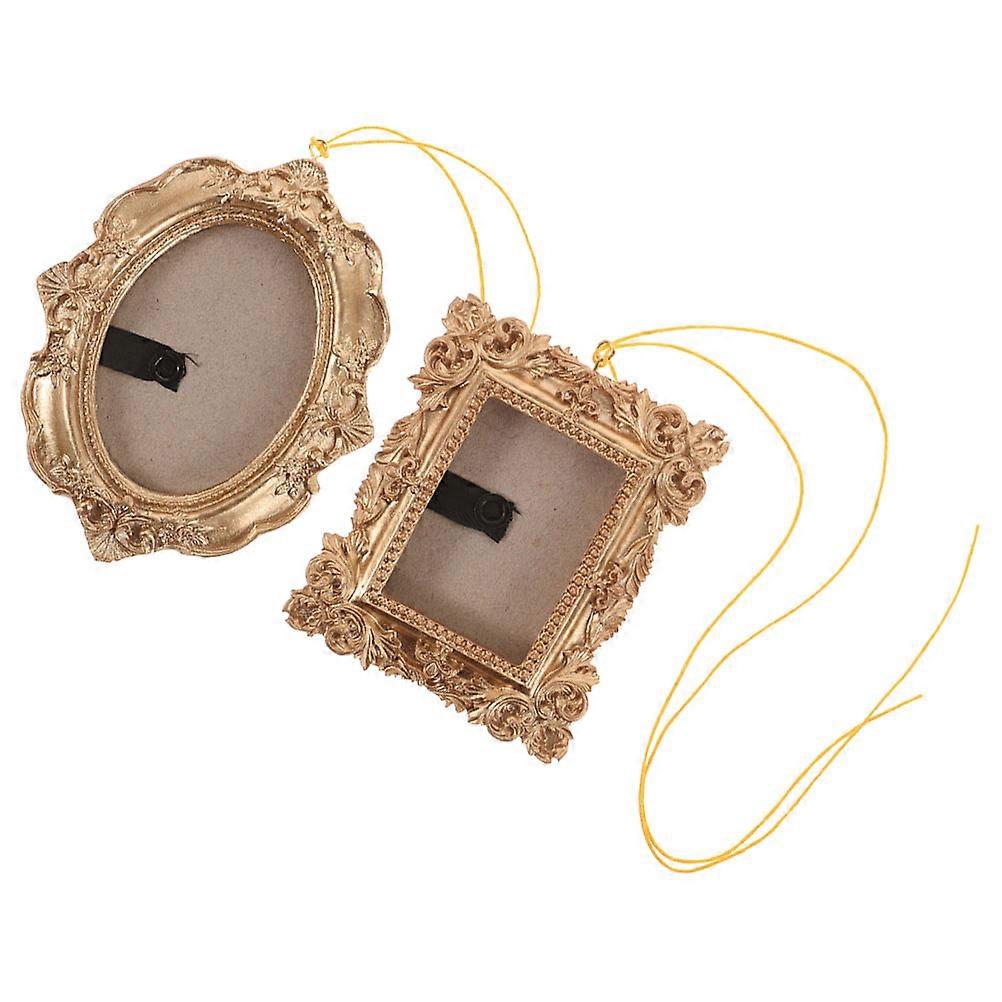 Golden 3D Resin Picture Frame for Photo Wall Hanging 2Pcs