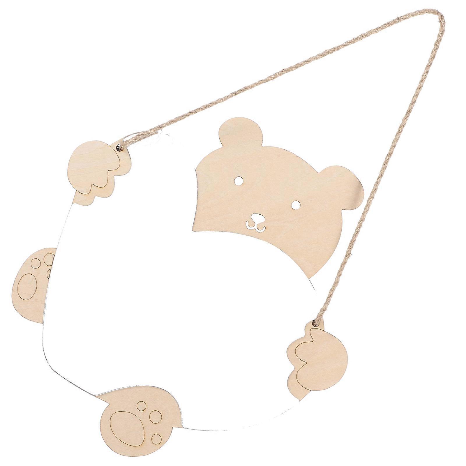 Minimalist Design Bear Shape Hanging Mirror For Makeup In Bathroom Light Brown 1Set