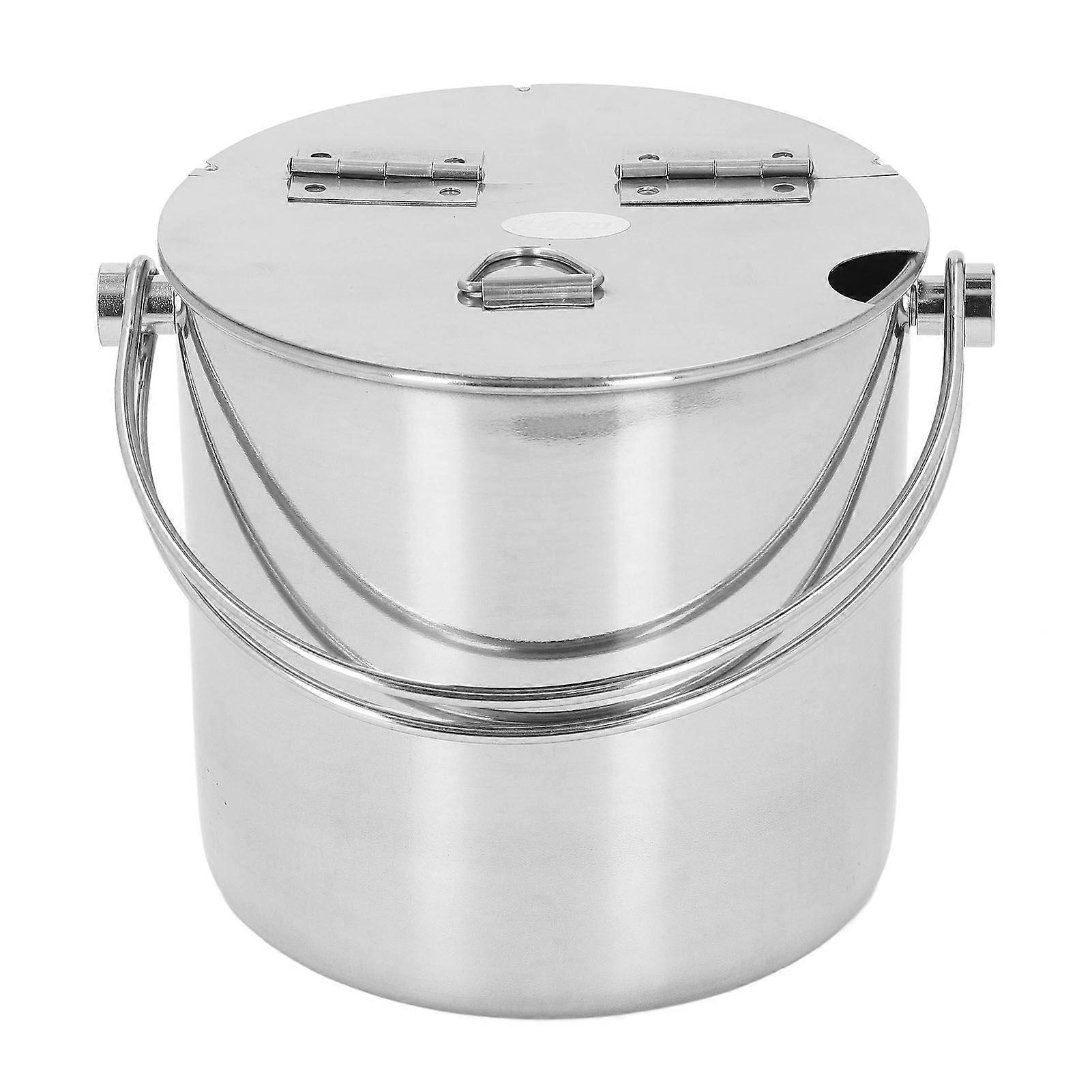 Ice Bucket with Flip Lid Handle Thickened Stainless Steel Insulated Ice Bucket for Beverage Wine