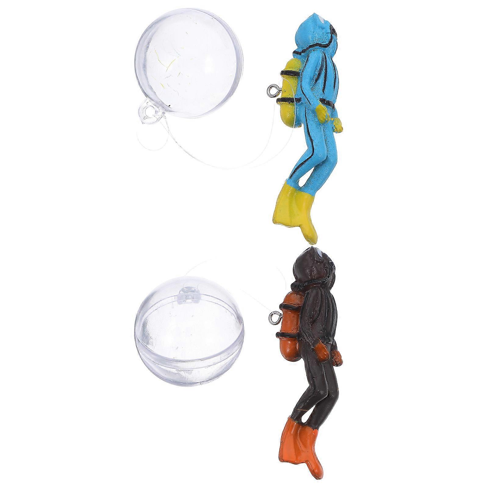 Creative Floating Diver Aquarium Figurines 2Pcs Suitable for Fish Tanks Assorted Color Pvc Material Enhancing Tank Layout