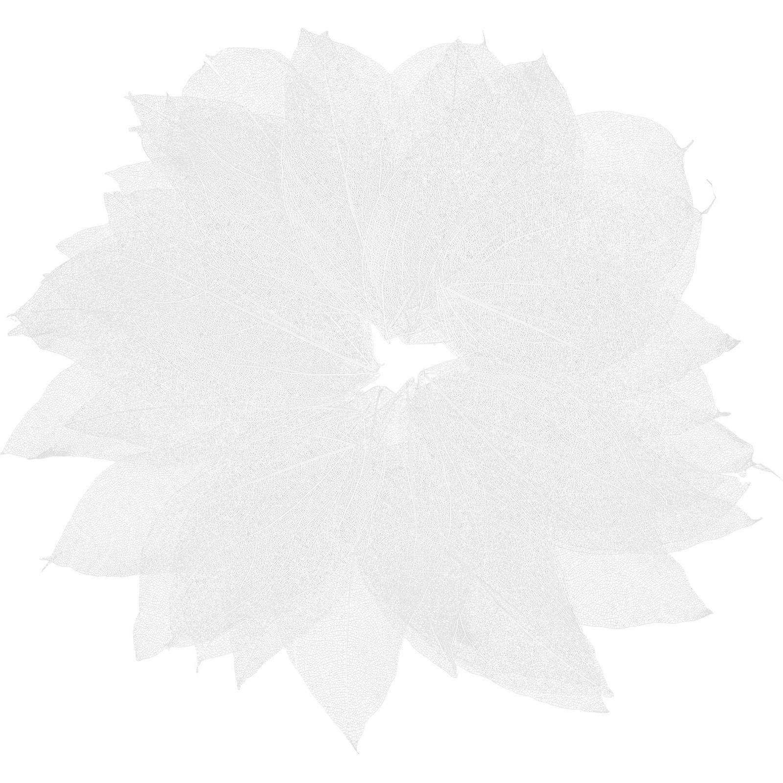 72 Pcs Flat Skeleton Leaves In White Color For Craft Projects And Decoration With Simplicity