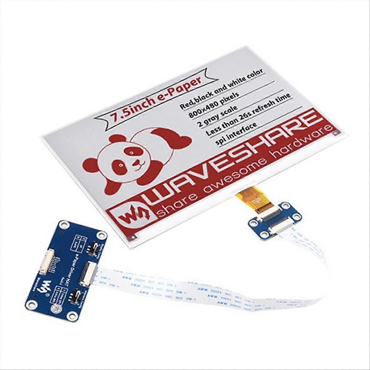 Waveshare 7.5 Inch E-Ink Display HAT 800x480 Red Black White E-Paper Screen for Raspberry Pi Jetson 