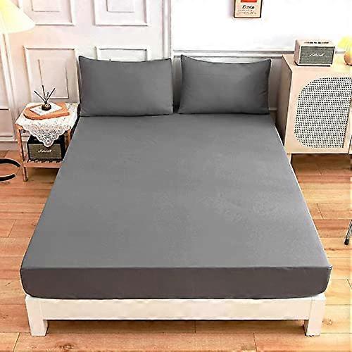 King Size Fitted Sheets, Breathable AllAround Elastic, 27cm Deep Pocket, Silver Gray 150x200+27cm Fits Single Superking