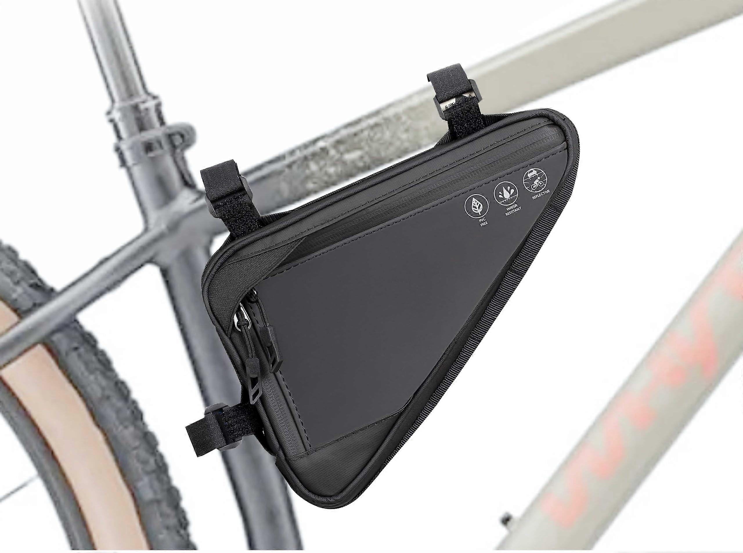 Bicycle Triangle Bag Under  Tube Reflective Frame Bag With Side Opening Corner Pouch 1.5L For Cycling