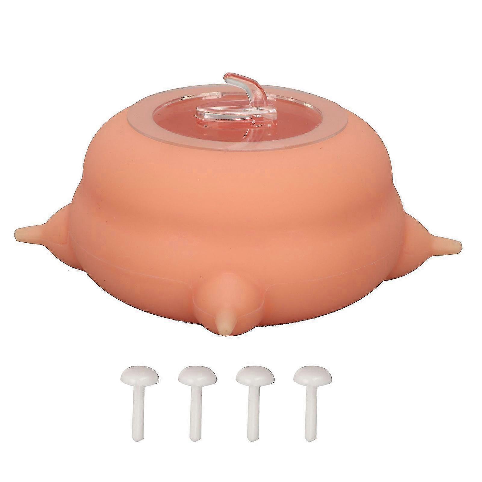 25-26 Puppy Milk Feeder Bowl 200ml Simulation Puppy Nursing Station Nipple Feeder with Suction Cups for Multiple Puppies Pink
