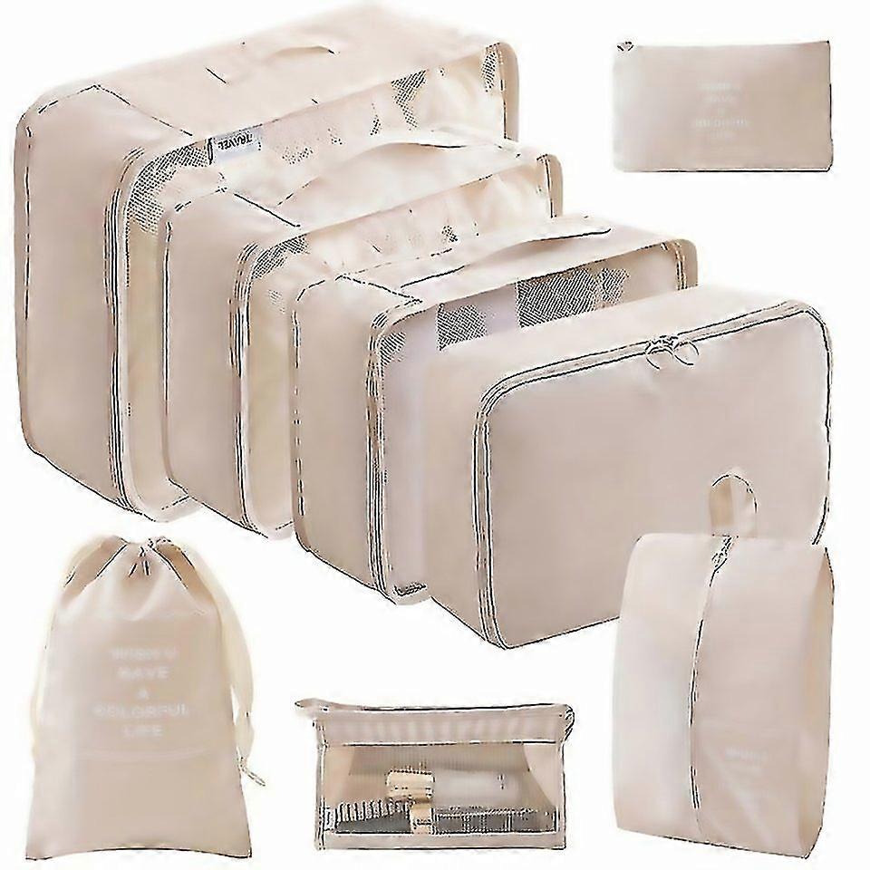 För 8 st resepackkuber, resväska, kläder, förvaringsväska, bärbar underkläder, arrangör, väska, sko