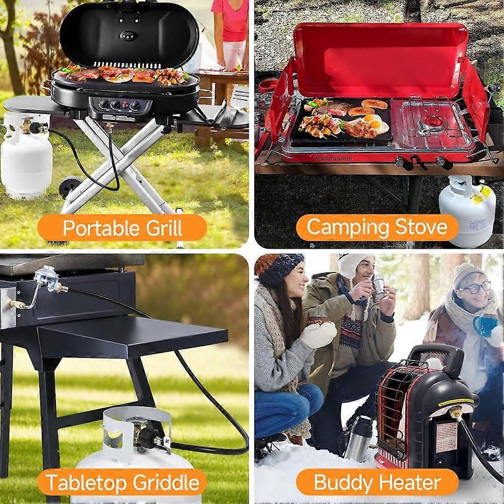 QCC Propane Tanks Adapter Hose 6 Ft Length for Easy Connection From 20lb to 1lb Great for Outdoor Cooking Camping Supply