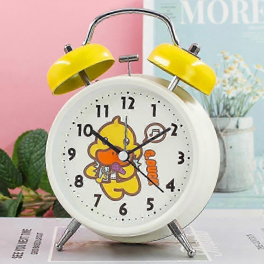 Student Alarm Clock, Little Yellow Duck Alarm Clock , Student Home Decoration Desktop Clock(White) 25-26s