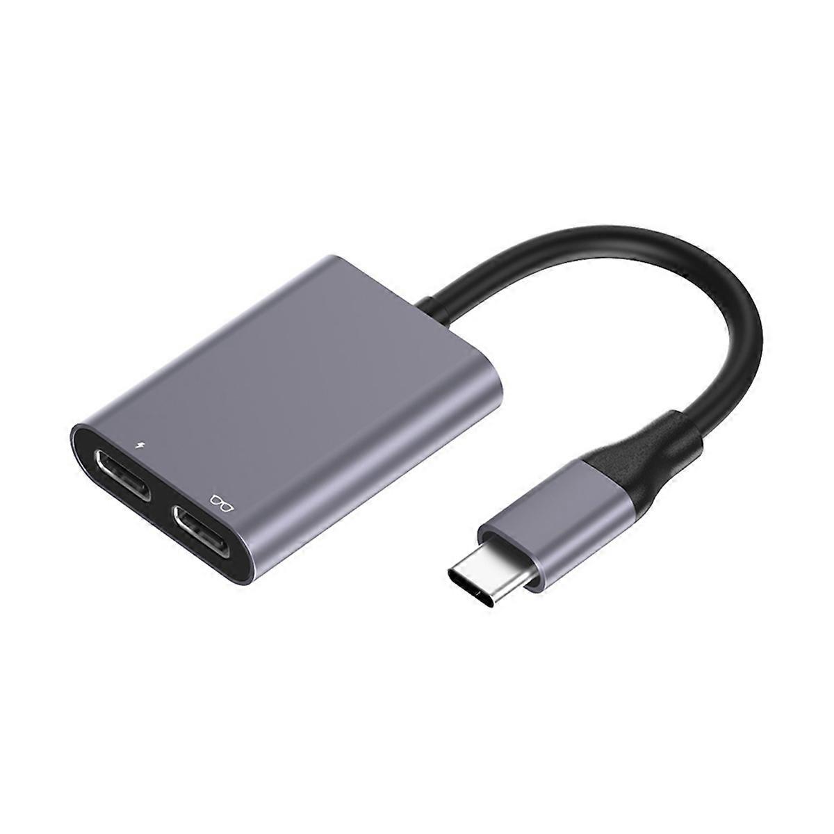 2 in 1 USB C AR Glasses Docking Hubs with PD Fast Charging and USB Two Interfaces for Smartphones and Tablets Grey