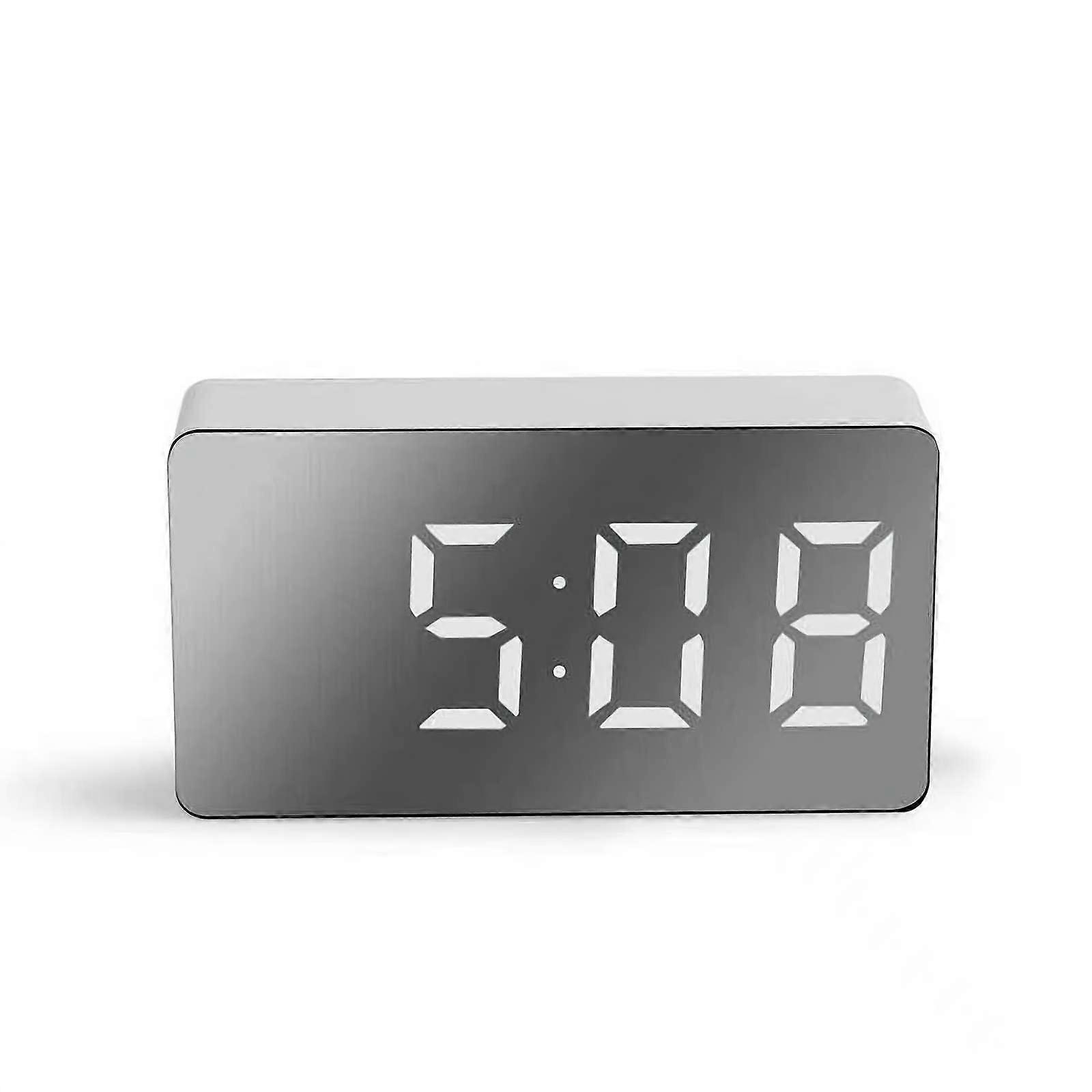 Mini LED Mirror Clock Travel Clock Digital Alarm Clock With Multicolor Font White Portable Mute Car Clock