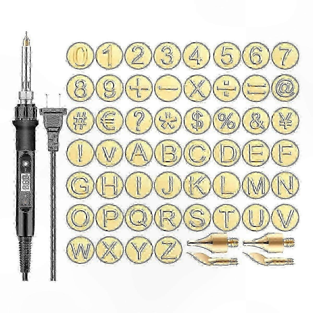 Wood Burning Tool Kit with Stencils and Letters for DIY Pyrography on Wood and Leather, 56-Piece Soldering Iron Set