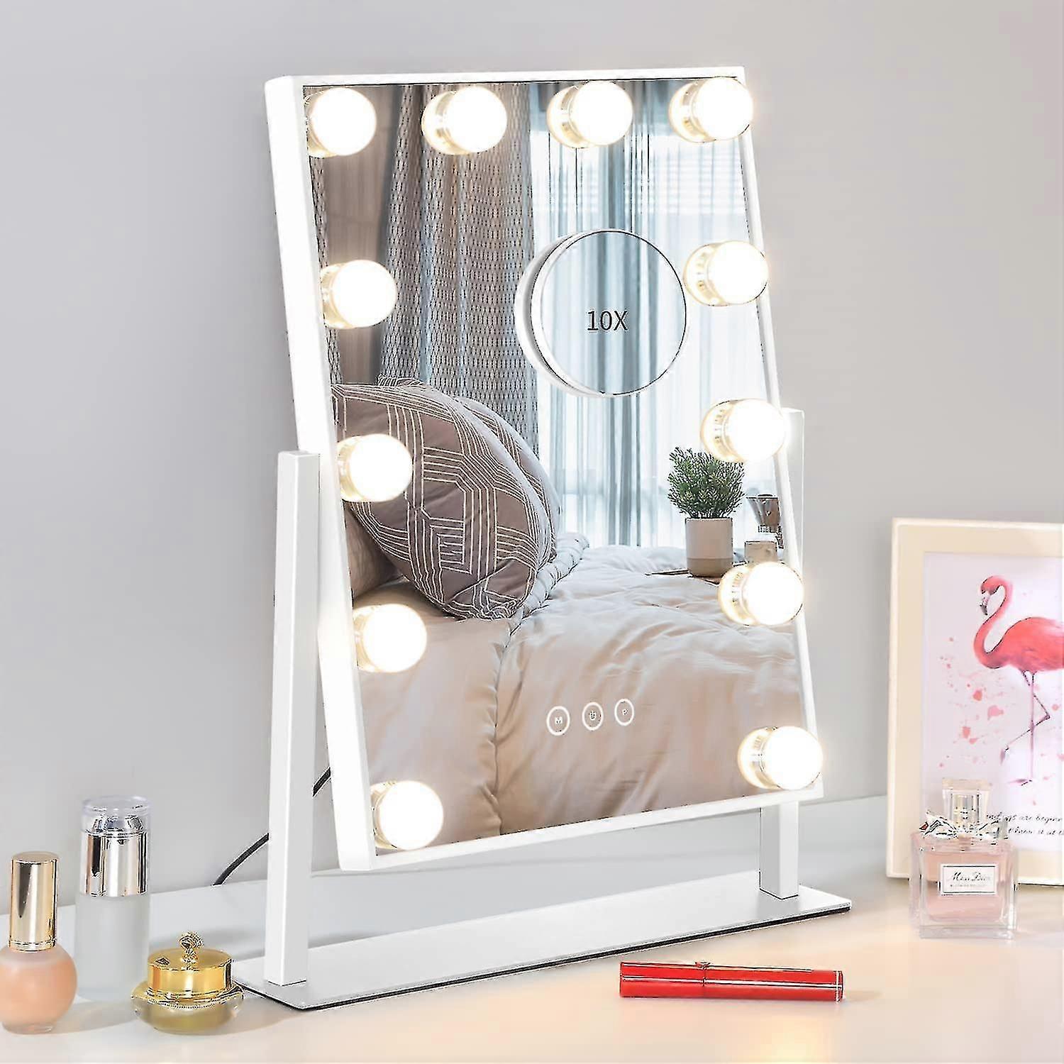 Vanity Mirror With Lights,makeup Mirror With Lights,3 Color Lighting Modes Detachable 10x Magnifying Glass Touch Control