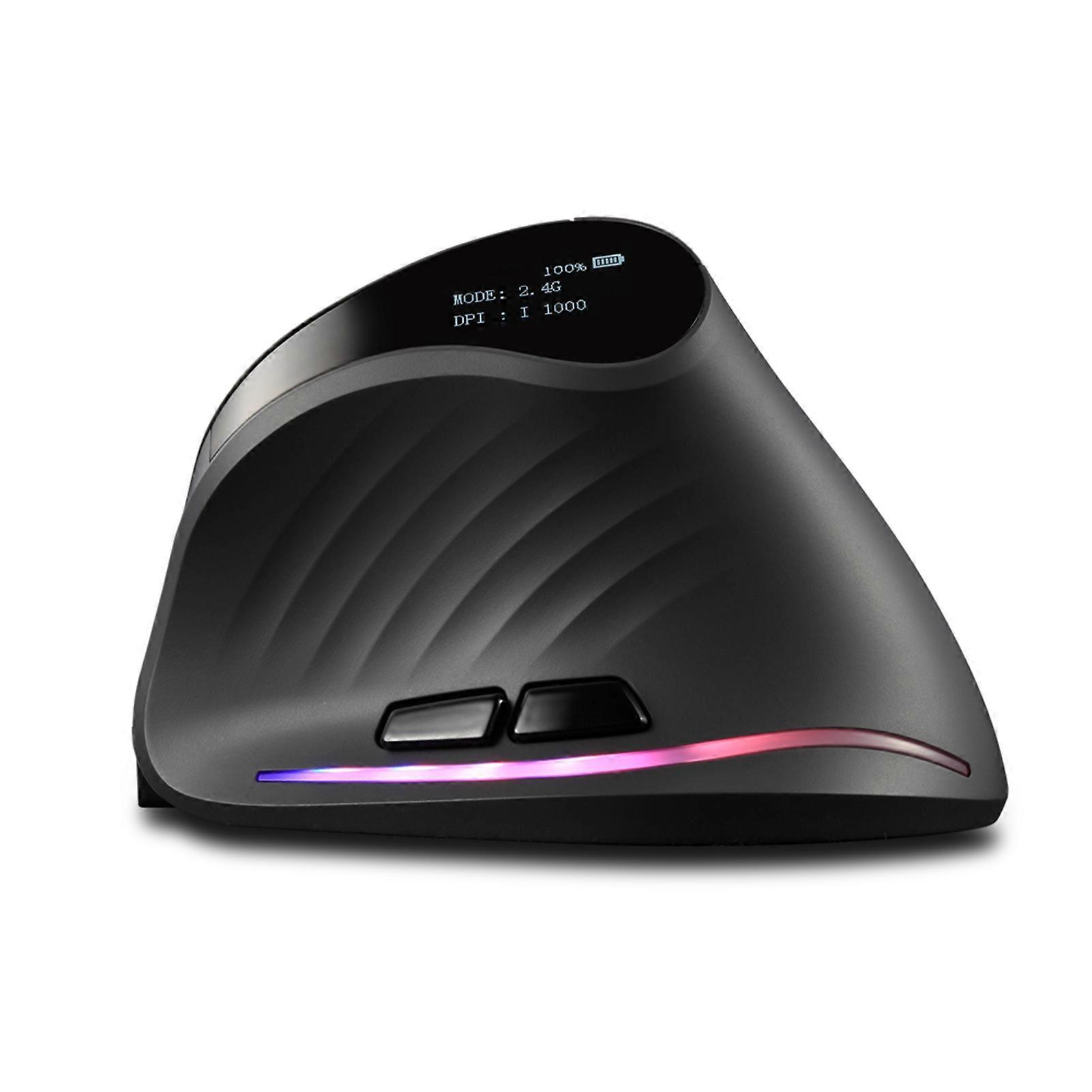 ZELOTES 2.4G Wireless Mice Vertical Ergonomic Optical Indicator 3-Modes Connectivity Rechargeable BT Computer Mice with OLED Display