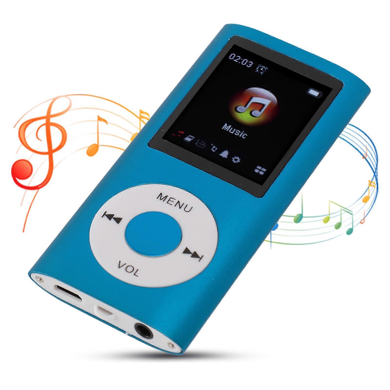 Portable MP3 Music Player 1.8inch TFT Screen HiFi Sound 7 Sound Effect Modes USB Rechargeable Digital Video Music Player Blue with 8G Memory Card