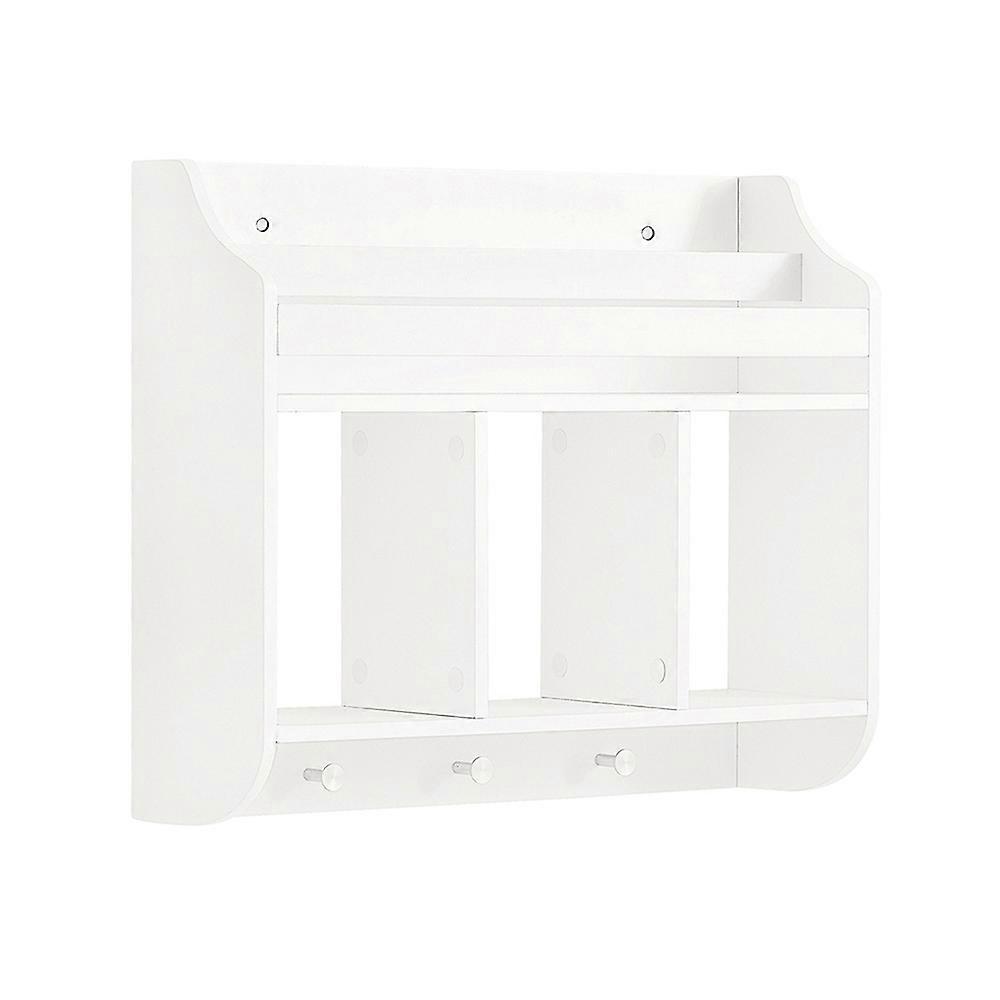 Επιτοίχιο ράφι αποθήκευσης Παιδικά παιδικά ράφια τοίχου Ράφι βιβλίων Ράφι παιχνιδιών Ράφι αποθήκευσης οθόνης με 3 γάντζους, SoBuy KMB46-W