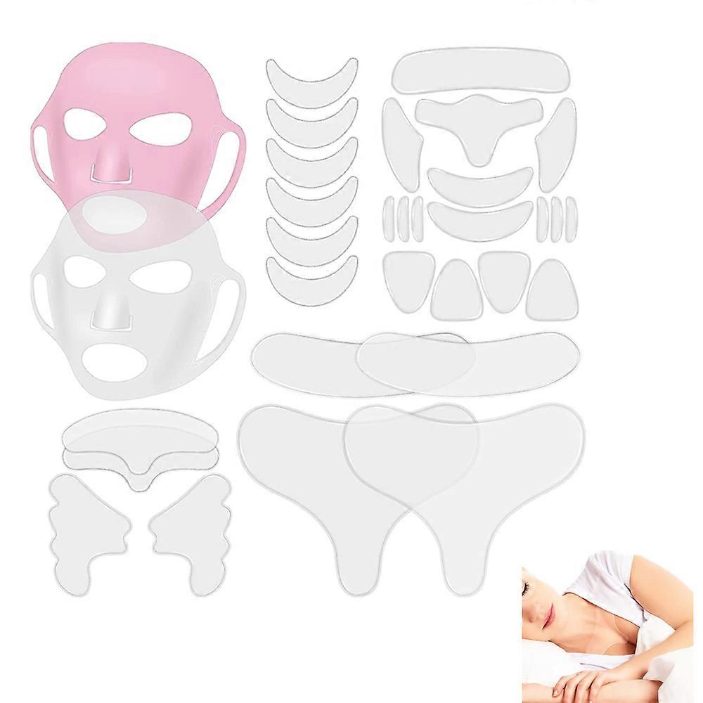 32pcs Silicone Pad Reusable Facial Chest Neck Forehead Wrinkle Patches