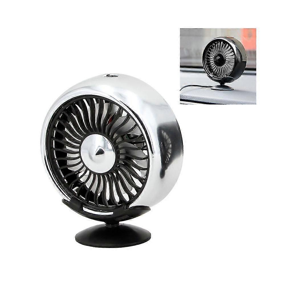 Electric car fan with silver portable base