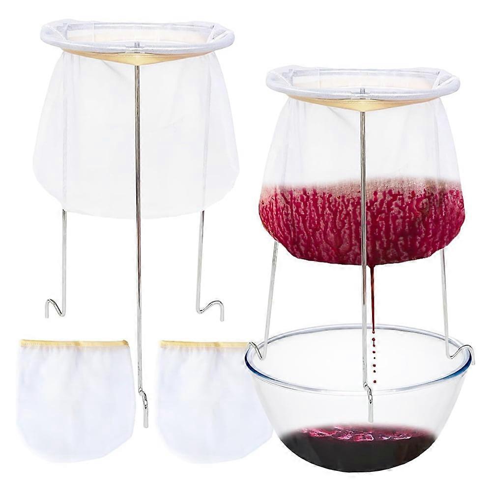 2 Pack Strainer Stand,Strainer Stand with 4 Reusable Staining Bags,Reusable Food Filter Bag Jelly Bags for Juice