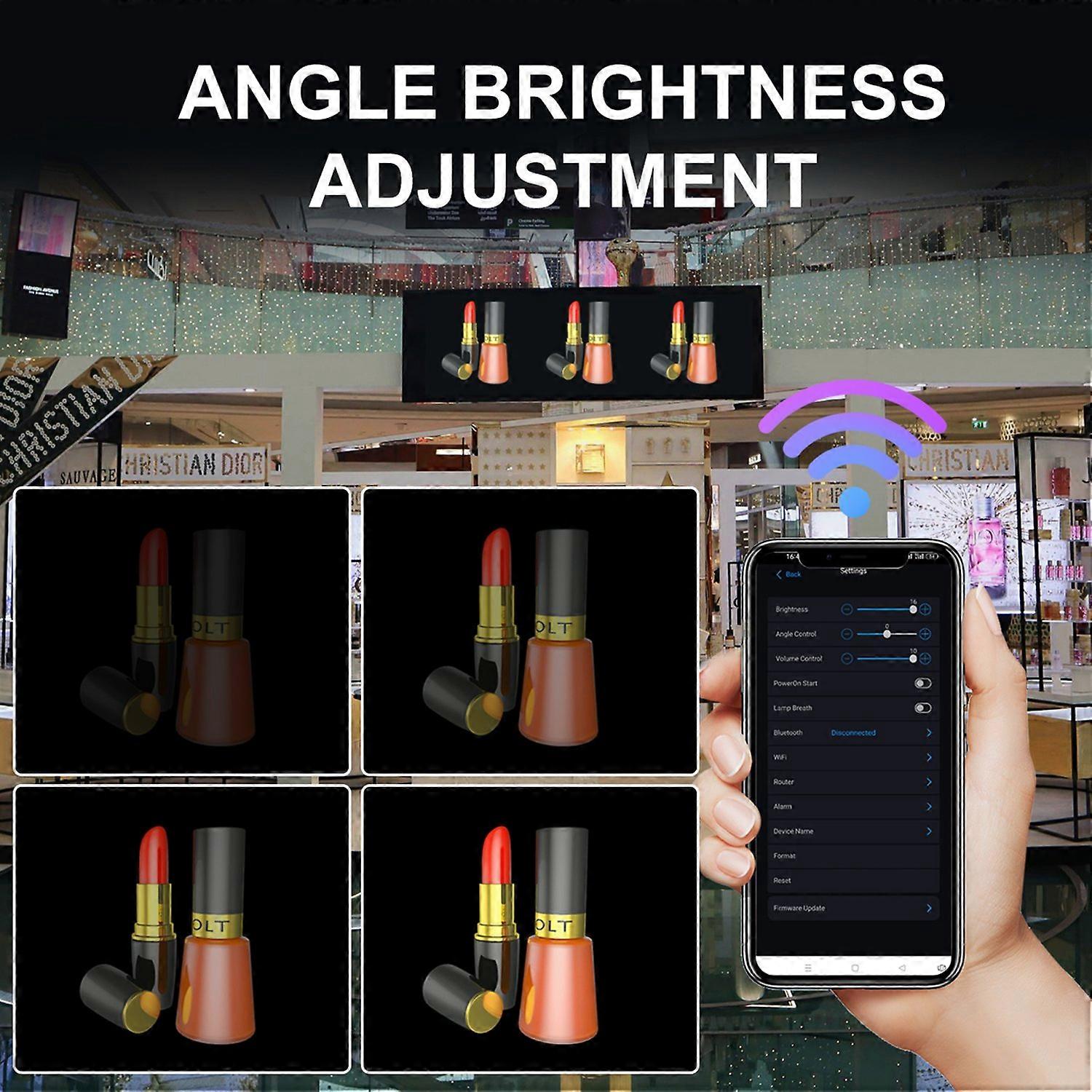 P62 3D Hologram Projector Advertising Display Fan Wall-mounted Player 3D Naked Eye 2K HD LED Photo V