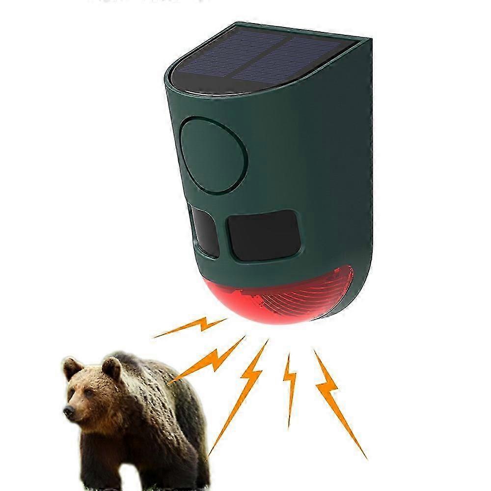 N911b Solar Powered Ultrasonic Animal Repellent For Outdoor Infrared Motion Sensor Sound Light Alarm Bird Pest Deterrent