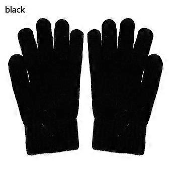 1Pair Double-layer Rabbit Hair Gloves Female Plush Korean Solid Color All Fingers Winter Women Girls Soft Thicken Warm Mittens