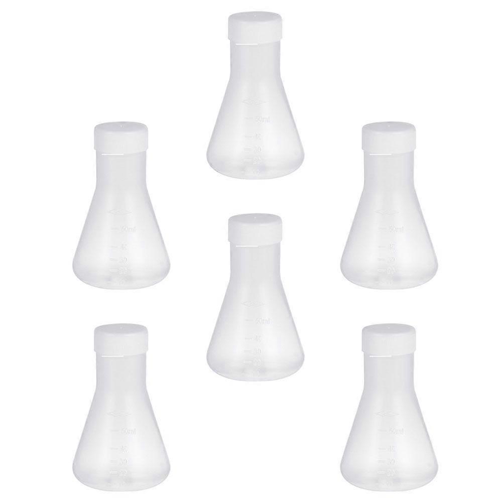6 Pcs Plastic Flask Professional Erlenmeyer Flask Transparent Science Flask