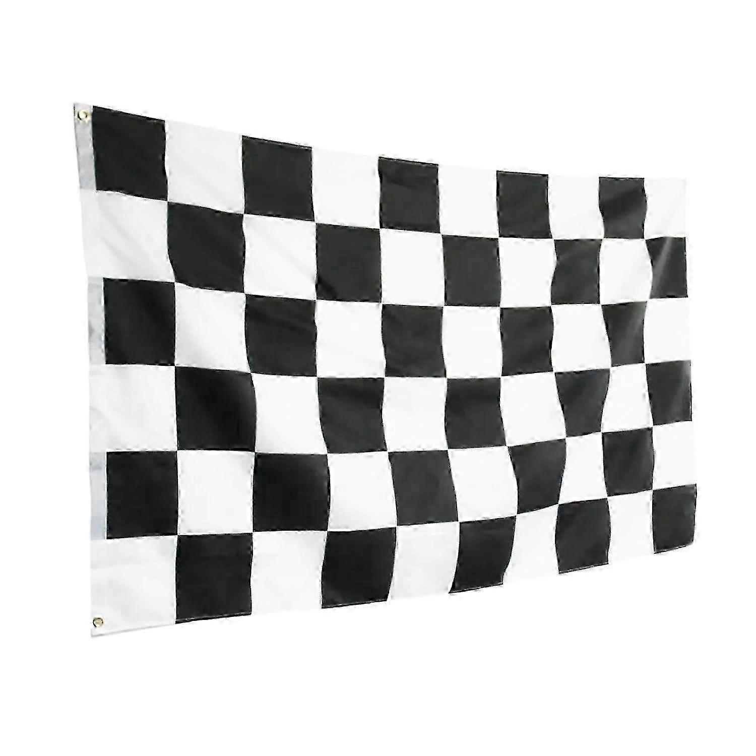 90 x 150 cm / 3 x 5 ft Large Checked Racing Flags Target Flag with 2 Brass Eyelets Black and White Check Pattern Referee Flag for Motorsport Edition 1